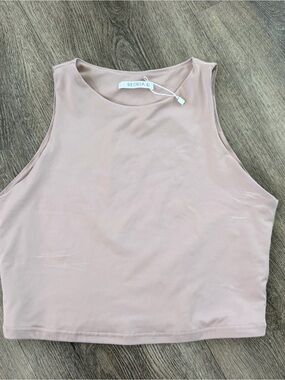 ReoRia Sleeveless Crop Tank Top - Dusty Blush